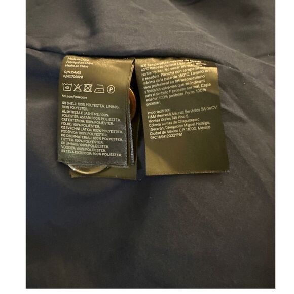 H&M Navy Double Breasted Pea Coat, Size S - Picture 4 of 4